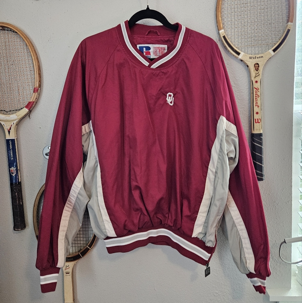 OU Sooners Oklahoma University Russell‎ Athletic team Vintage Lined Zip Jacket L